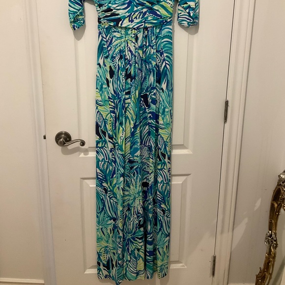 Lilly Pulitzer tropical green size xs floor length sleeved dress - Picture 4 of 4
